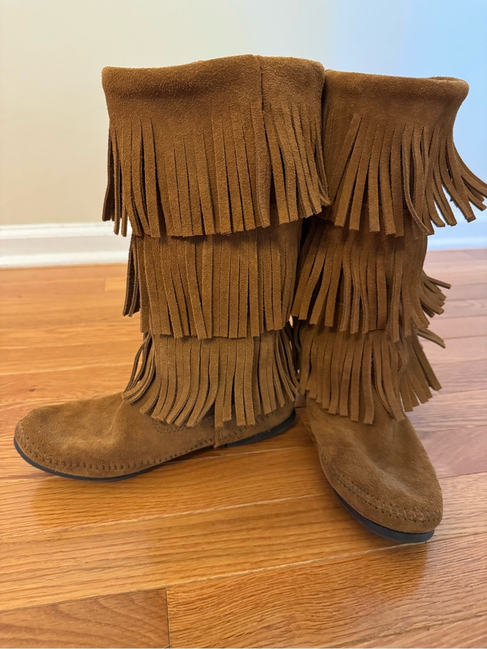 Minnetonka Suede Fringe Boots in Brown